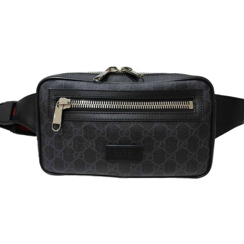 GUCCI Soft GG Supreme Belt Bag Canvas Leather Black Body Belt Bum Crossbody